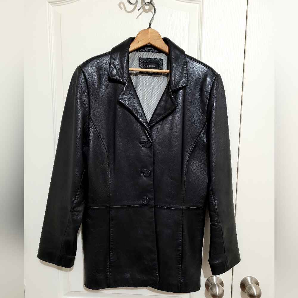 GUESS Women's Black Leather Jacket